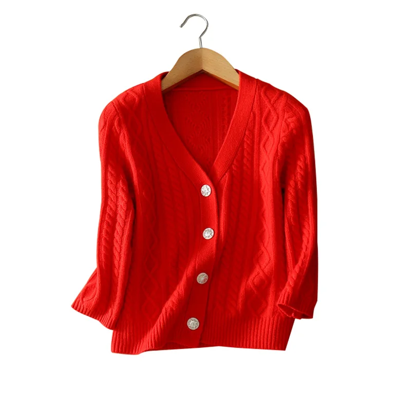 100 cashmere single breasted knitting coats V neck full sleeve solid color knitting clothings autumn font