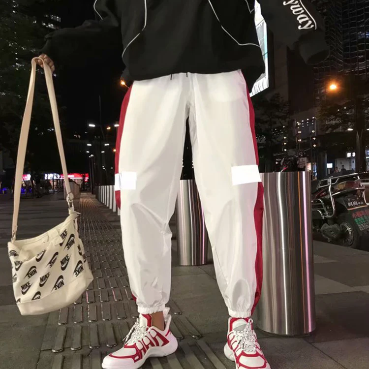 

Wholesale Unisex Ankle Hip Hop Reflective Pants, Black;purple;white