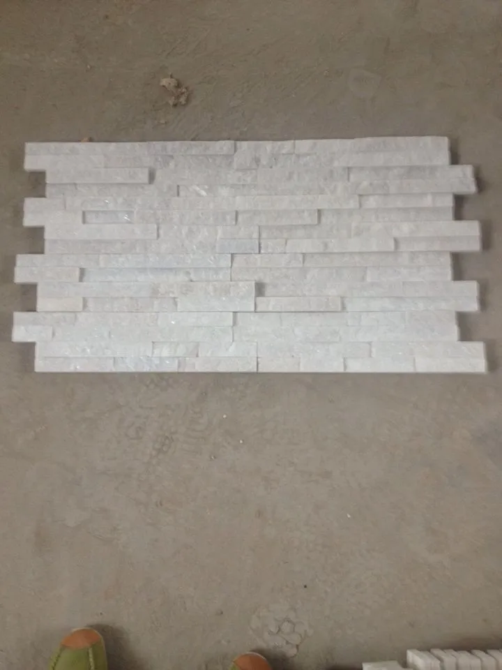 Pure White Quartzite Ledgestone Veneer Stone 2mm Hips Stretch Fabric