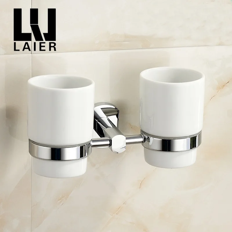 
Bathroom accessories wall mounted sanitary ware hanging set tumbler double ceramic toothbrush holder set 