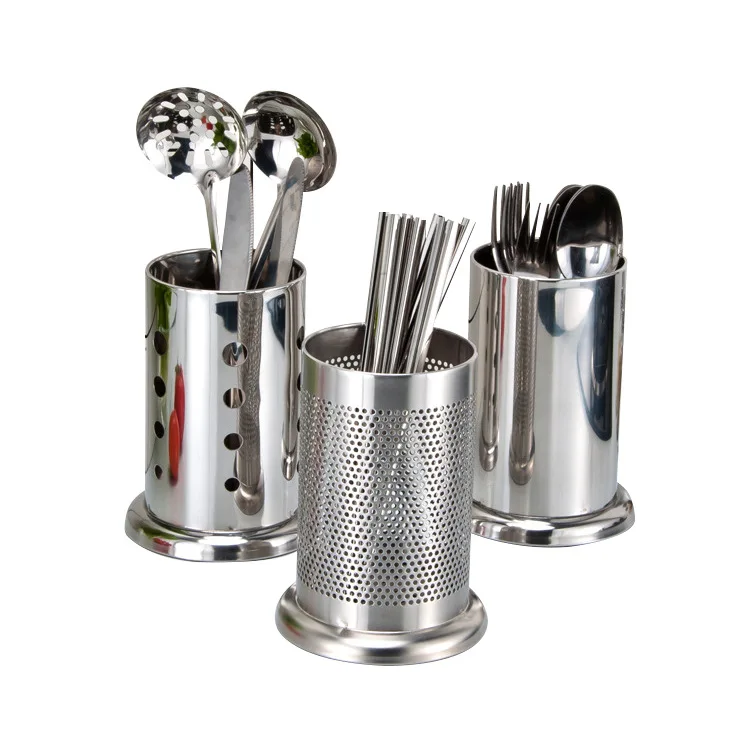 

Hot Selling Stainless Steel Kitchen Utensil Holder / Chopstick Holder With Drain Holes, Silver