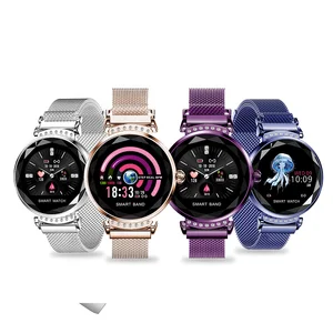 Newest Fashion H2 Lady Smart Watch 3D Diamond Glass PPG Heart Rate Blood Pressure Lady Smart watch 2019