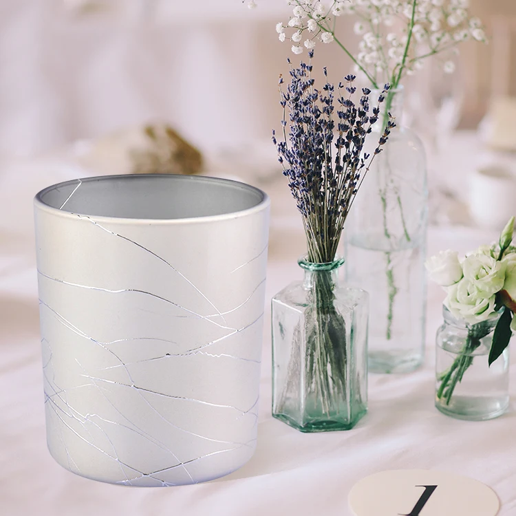 Customized electroplating glass candle jars for home decoration