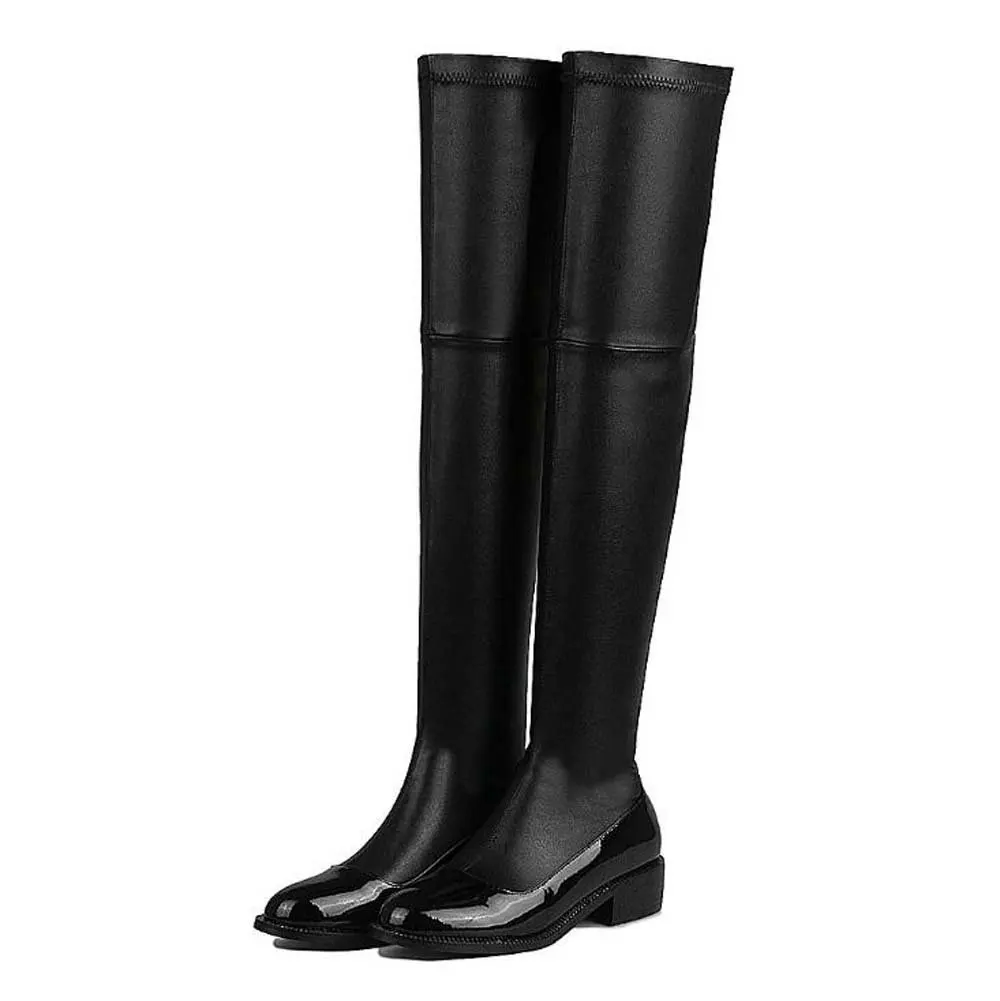 thigh high boots flat heel