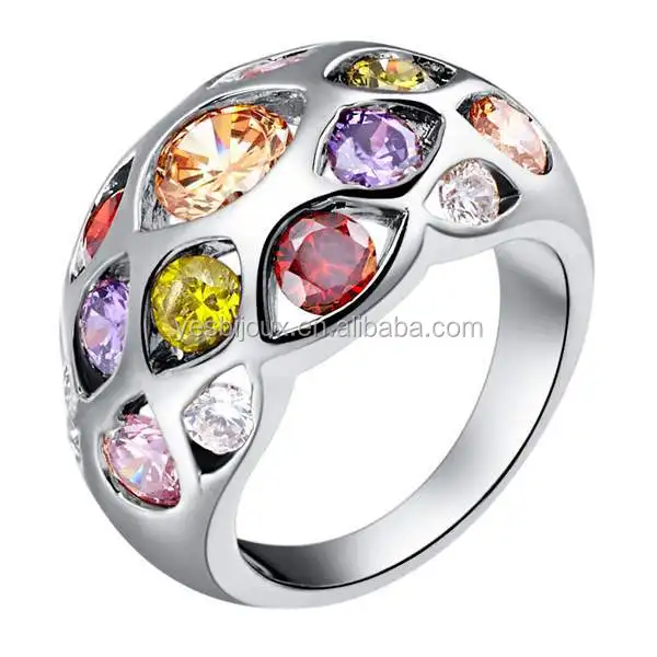 

Low Price 18K White rose Gold plating Ring gemstone finger ring