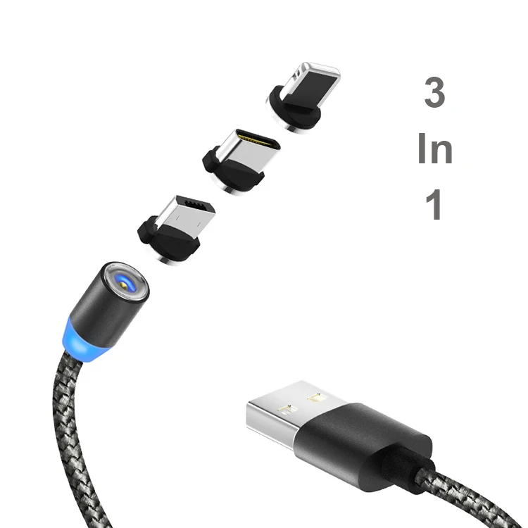 

2019 New product usb magnetic cable 1M 2M usb fast charging charger cable for mobile phones, Black/red/blue/gold/silver