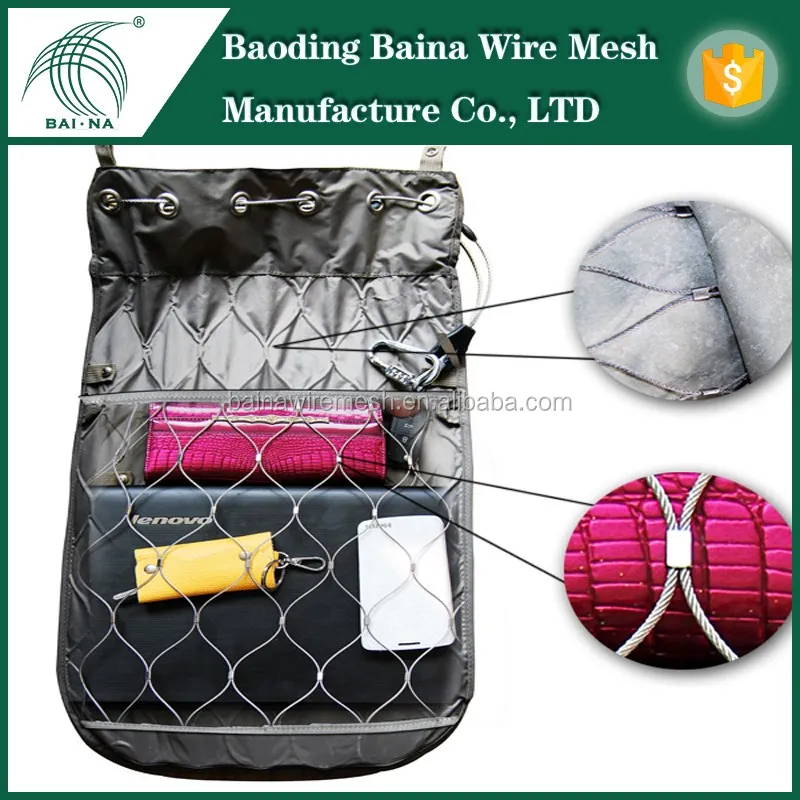 Stainless Steel Metal Rope Mesh Bag With Galvanized Square Wire Mesh