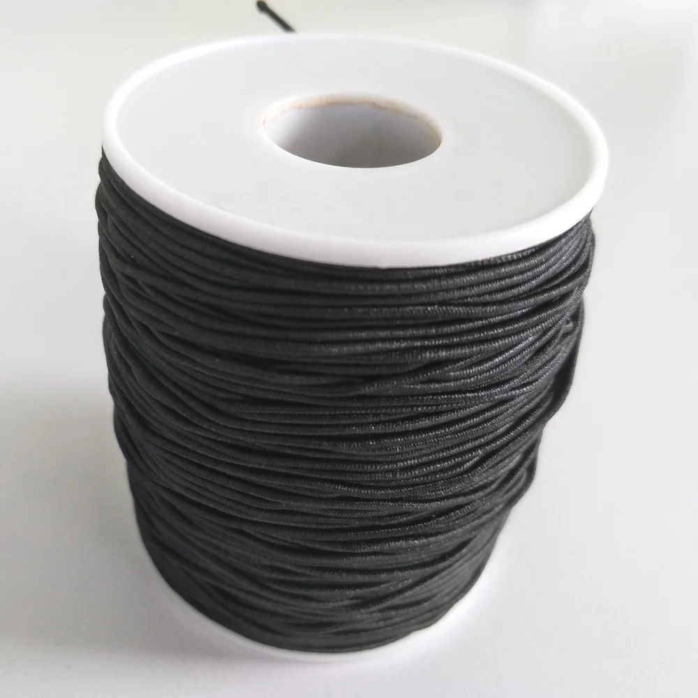 

1.2mm elastic cord on 100m reels in black and white, Black or white