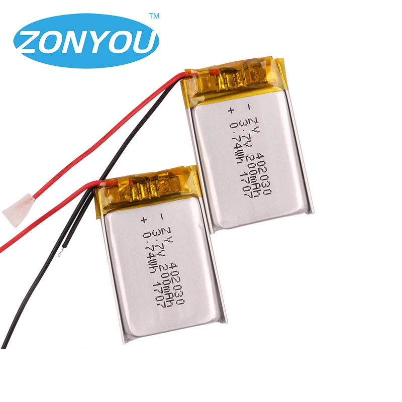 
Rechargeable Lipo Li-polymer 3.7V 402030 200mAh 0.74Wh Li Ion Li Polymer Lithium Batteries Battery 
