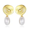 CZCITY Hot Selling Real 925 Sterling Silver Shell Shaped Drop Earring Dainty Freshwater Cultured Pearl Earring for Women