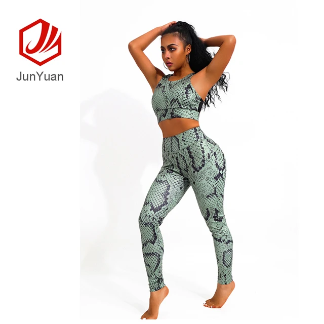 

Snake Skin Print Sexy Fashion Suit Yoga Pants Clothing for Women, As show