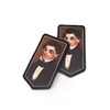 Custom Merrow Border Hook and Loop Back Dye Sublimation Printing Character Logo Woven Patches for Coats