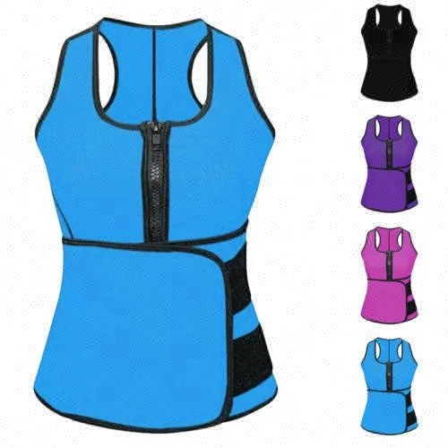 

Plus Size Neoprene Sweat Sauna Hot Body Shapers Vest Waist Trainer Slimming Vest Shapewear Adjustable Sweat Belt Corset, Black,nude,purple,blue,pink,