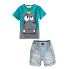 Cartoon designer clothing, children’s clothing in 2015 lovely boy suit 2 sets summer cool T-shirt + shorts Pure cotton