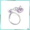 925 silver rings 8mm and 10mm Two glass bulbs ring Purple Mix Ziron