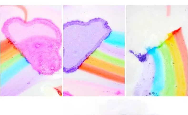 Custom 180g Beautiful fizzy Rainbow Bridge private sticker bath bombs with relax away your stress  function
