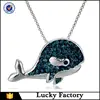 Animal jewelry pave setting crystal whale pendant necklace