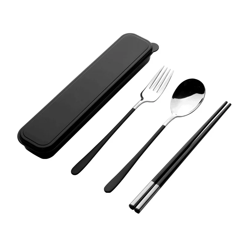 

High quality Portable Cutlery Chopsticks and Spoon set with Case, Silver/pink/black