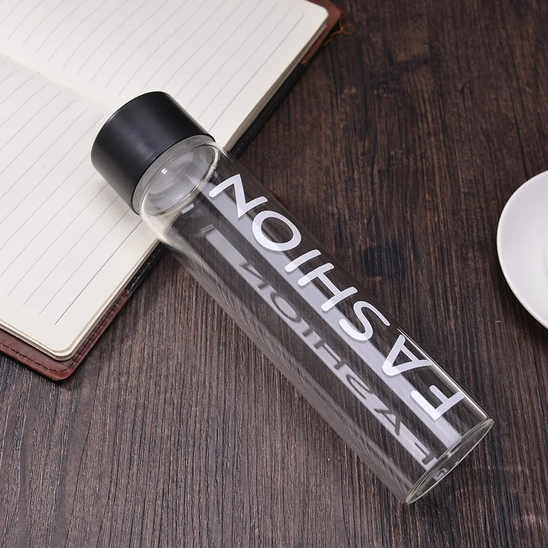 

China Factory Wholesale Transparent Glass Fashion Water Bottle, Red/blue/green and customized color