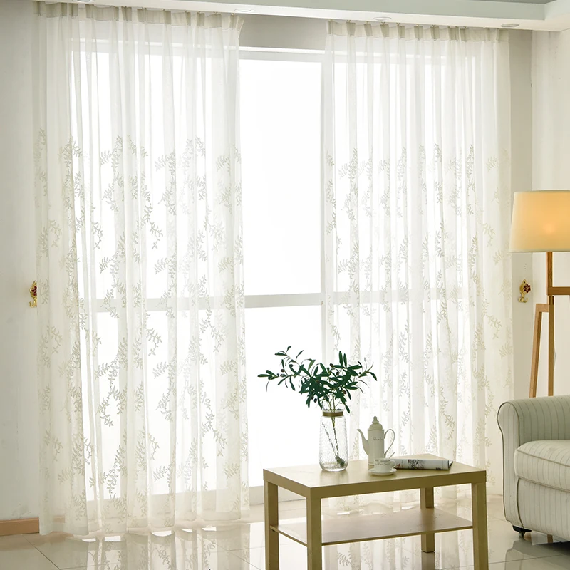 cortinas transparentes bordadas blancas europeas para sala de estar tul bordado para dormitorio ventana cortina de gasa de organza buy cortinas