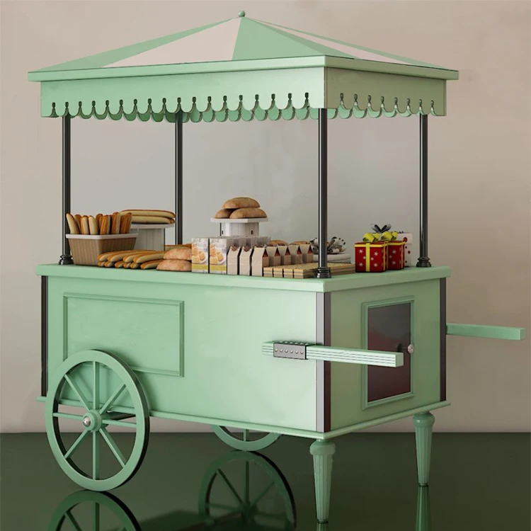 Factory Customized Wooden Candy Cart Timber Candy Carts Wood Food Carts