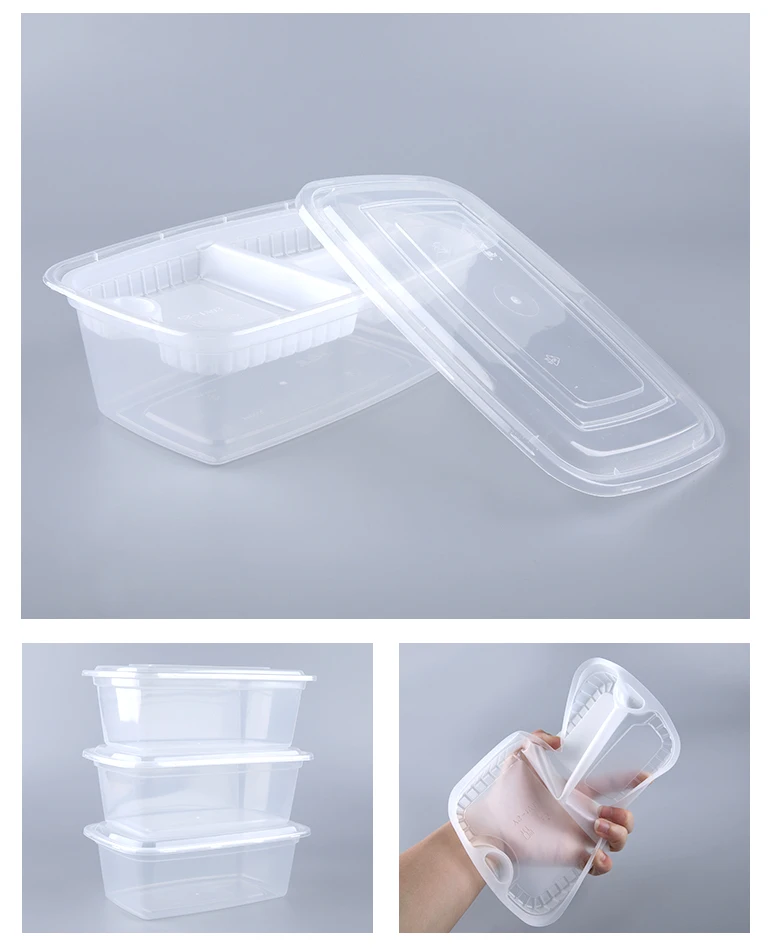 Anti Bacterial Take Away 2000ml Rectangular Disposable Plastic Food