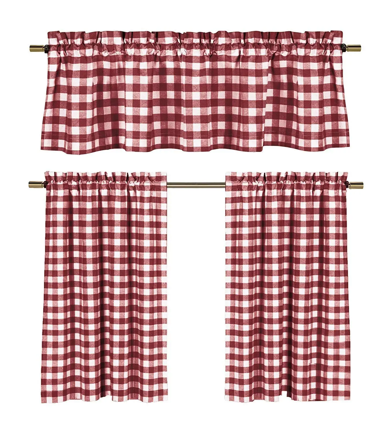 White Strawberry Design Pocket Kitchen Curtains Tie Backs get quotations wine red white kitchen curtains gingham checkered plaid design