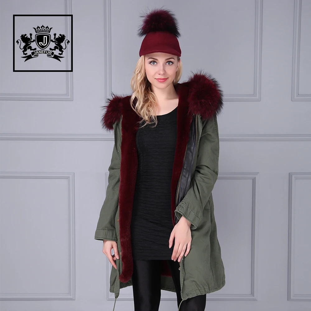 

Janefur Long Style womens custom faux fur Lining winter ladies coat, Oem customized color