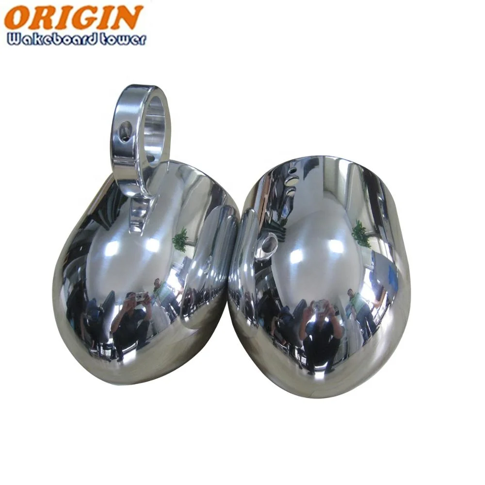 

Pair of Origin 6 1/2in Wakeboard Tower Bullet Speaker Polished Cans Aluminum Boat Speaker Pod without Speakers