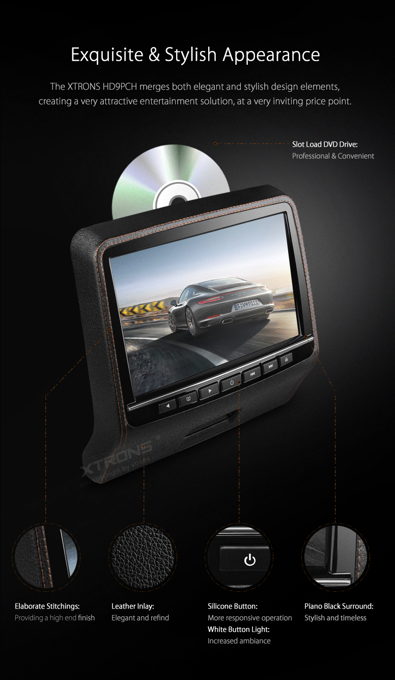 Xtrons Universal Headrest Dvd Player With Builtin Ir/fm Transmitter