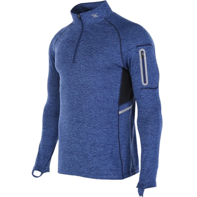 

High quality print custom reflective training gym running tight compression long-sleeved top men