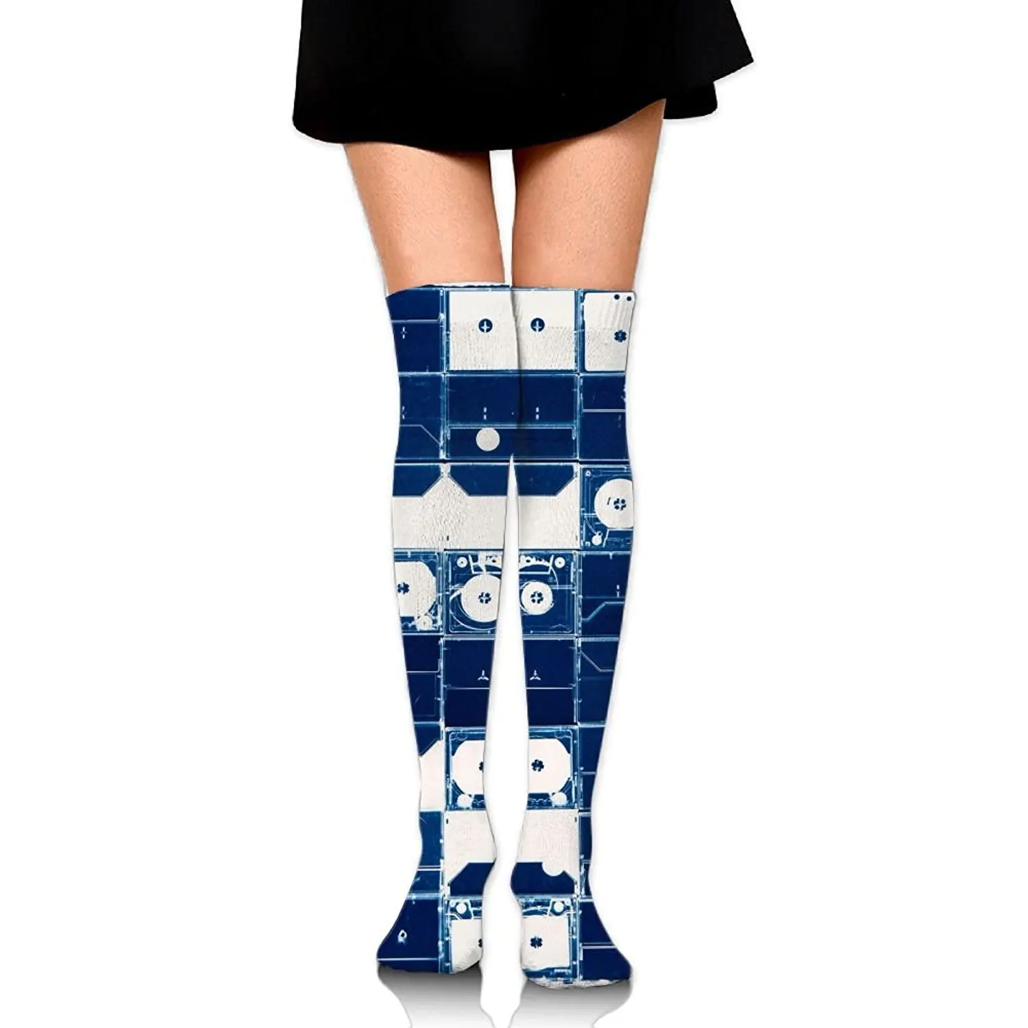 Zaqxsw Retro Cassette Women Retro Thigh High Socks Over The Knee Socks For Teen Girls