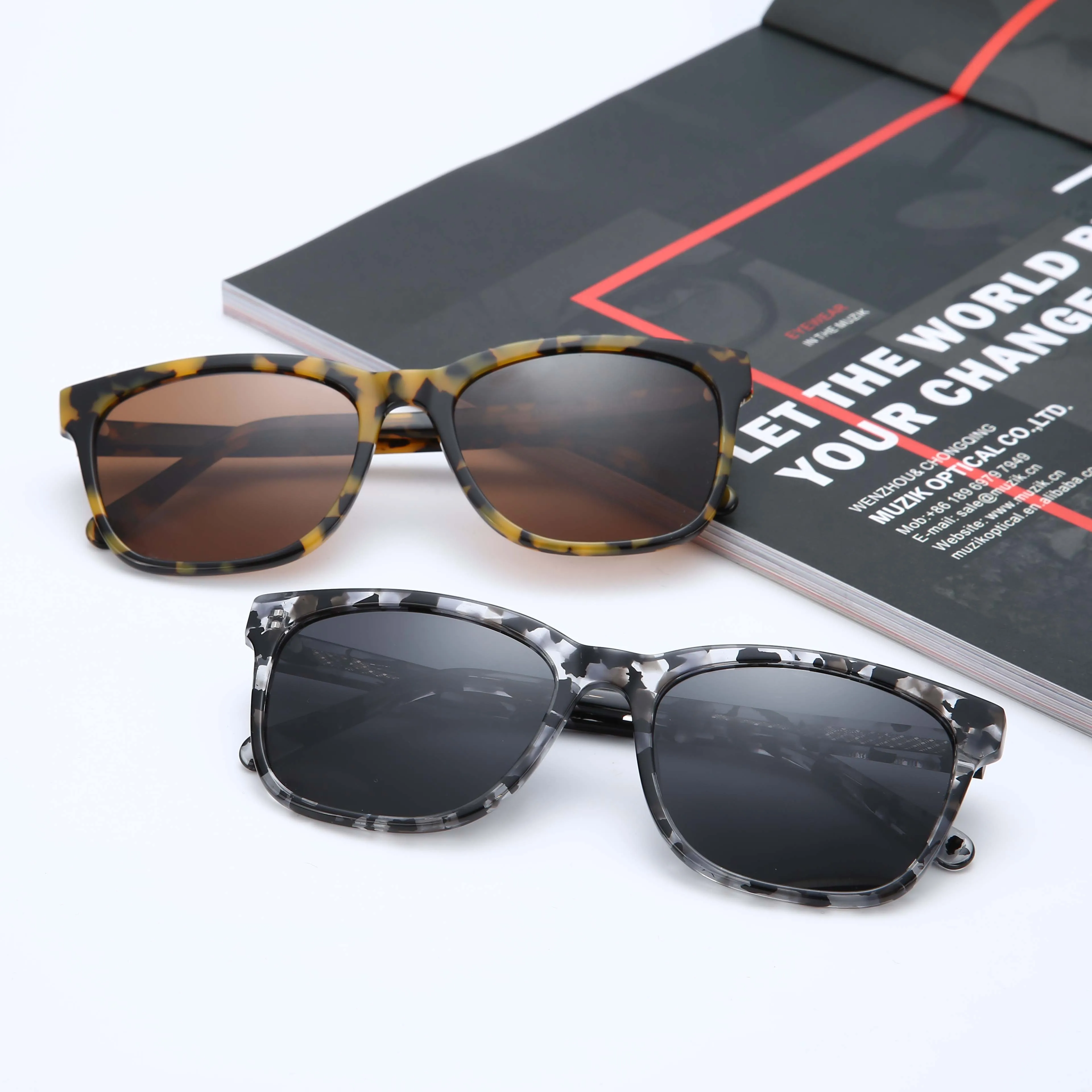 TY007 2019 wholesale custom  men and women sun glasses fashion brand polarized acetate frame designer vintage sunglasses