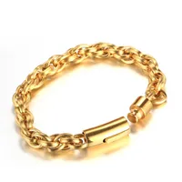 

24k Gold Plating Titanium Steel Fashion Twinkle Fastness Men Power Magnetic Snap Chain Link Bracelet Jewelry