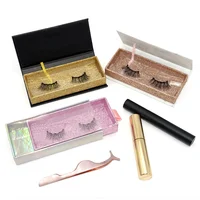 

Homay New Arrival Private Label Full Strip Lashes Waterproof Magnetic Eyeliner Mink Silk Eyelashes With Tweezer
