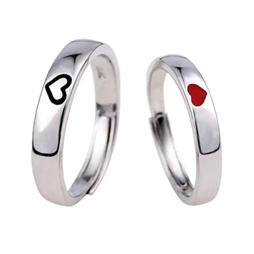 

Forever Love Red and black heart Couple Ring Adjustable Size, N/a