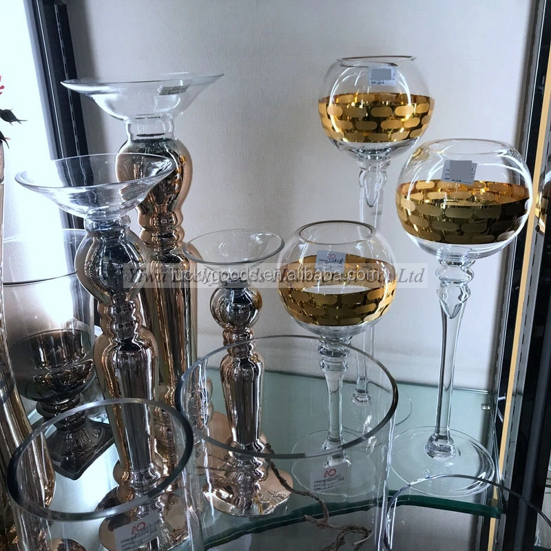 Lhp061 Indoor Decorative Handblown Gold Colored Decorative Glass Vase