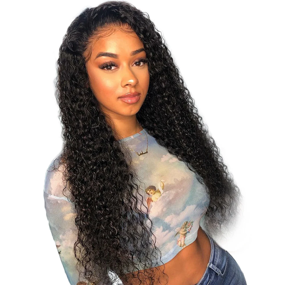 

Super sales 30% OFF Wholesale Indian Remy Human Hair Mongolian Curly Lace Front Wig With Elastic Band, Natural color