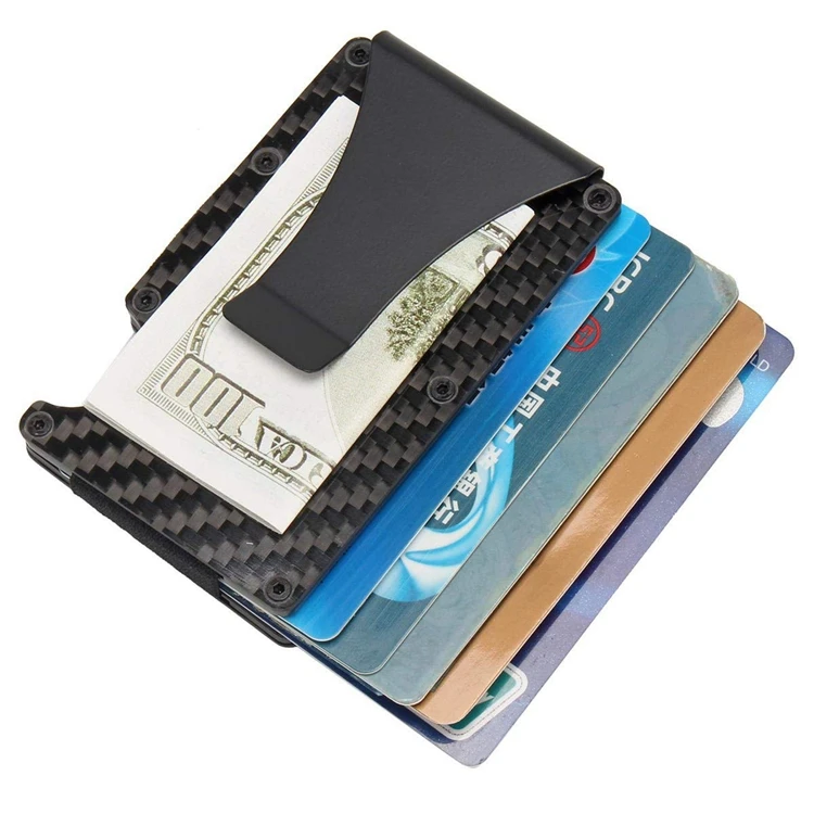 Gold Anti Scan Rfid Blocking Carbon Fiber Card Holder Slim Wallet With ...