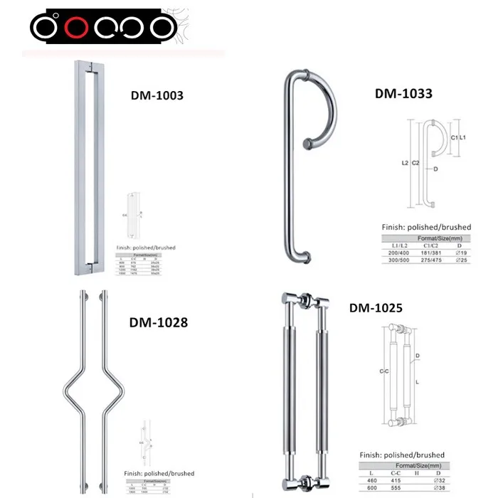 Domo Elegant Design Vertical Long Stainless Steel Pull Handle For Entry