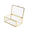 Vintage Rectangular Shape Gold Copper & Glass Lidded Jewelry Box Glass Shadow Box for Jewelry Bracelet Display and Organizing