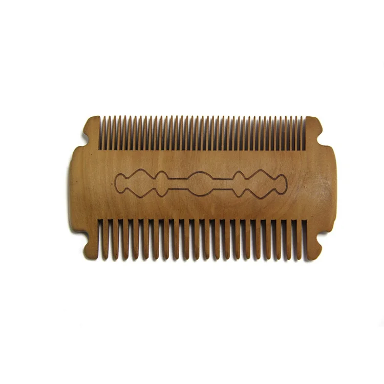 

FQ brand wholesale Amazon hot sell custom logo men wooden beard comb, Natural wood color