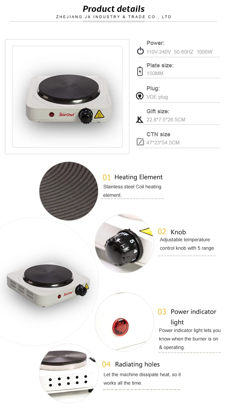 Portable Electric Cooker Hot Plate Jx-6121a - Buy Solid Hotplate Electric  Stove For Food Cooking,Portable 1 Burner Flat Electric Stove Cooker,Metal  Housing Electric Travel Hot Plate Product on Alibaba.com