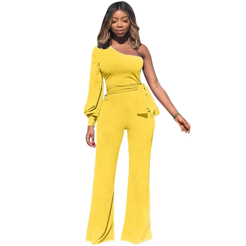 

China Supplier Women One Shoulder Asymmetric Jumpsuit