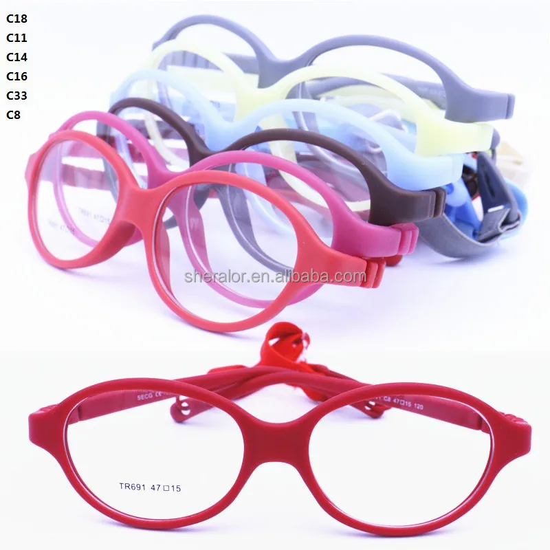 

dorp sales 691 high classic little kid TR90 ellips frame flexible hingeless temple with strap optical glasses