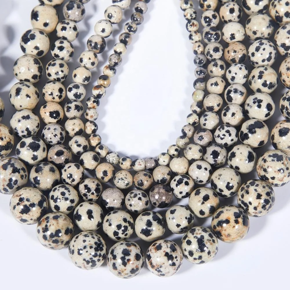 

Wholesale Natural Smooth Dalmatian Jasper Gemstone Loose Beads For Jewelry Making DIY Handmade Crafts 4mm 6mm 8mm 10mm 12mm 14mm, 100% natural color