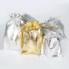 10pcs/lot Adjustable Jewelry Packing silver/gold Drawstring Velvet bag Drawable Organza Pouch Christmas Wedding Gift Jewelry Bag