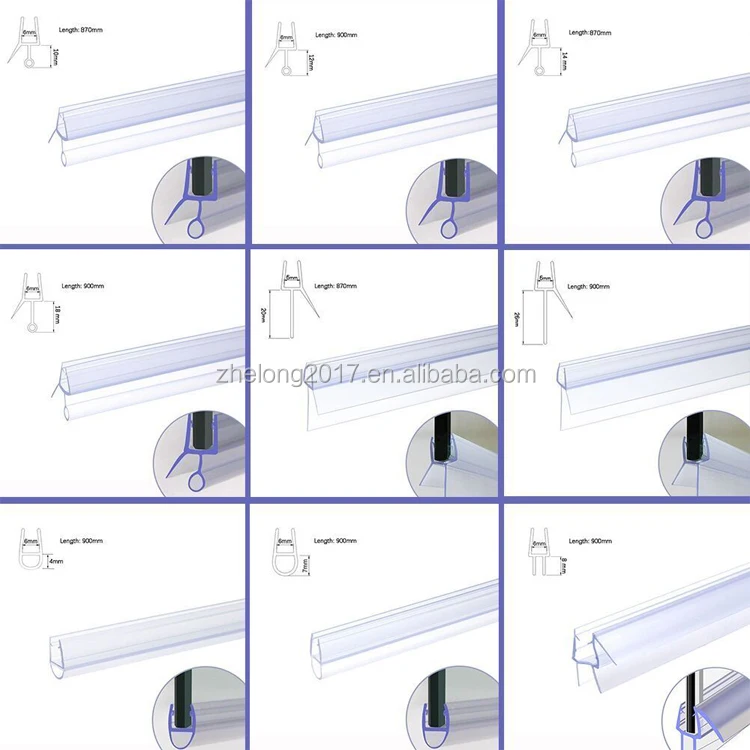 Pvc Bath Shower Screen Seal Strip Curved Rubber Plastic Seal For 6/8/10