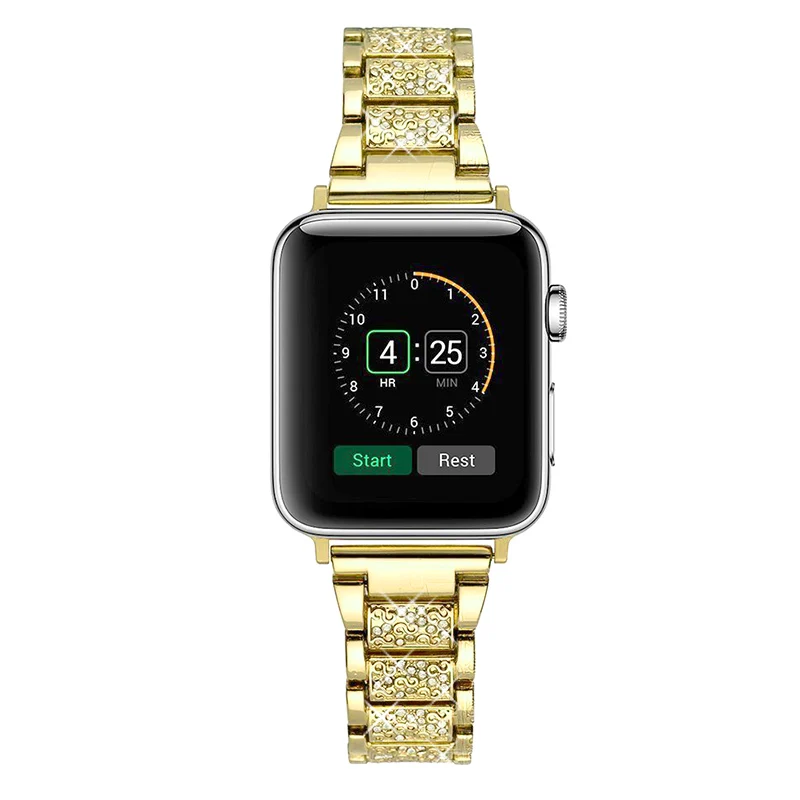 

22mm Luxury Diamond Rhinestone Stainless Steel Metal Watch Mesh Strap Band For Apple Watch Series 3/4/5/6
