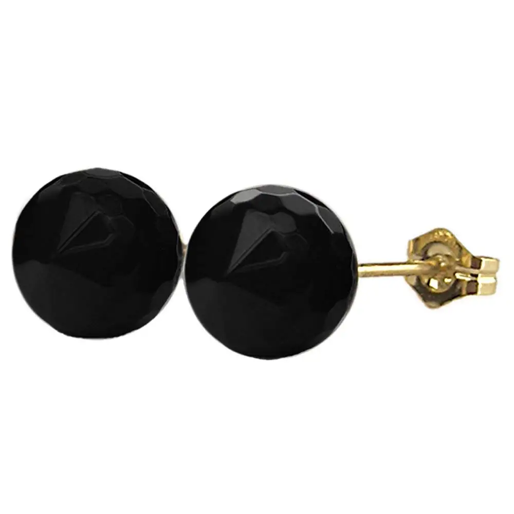 Yellow Gold Onyx Earrings Find Get Quotations 8mm Genuine Black Onyx Gemstone Faceted Bead Ball Sphere 14k Yellow Gold Filled Gf
